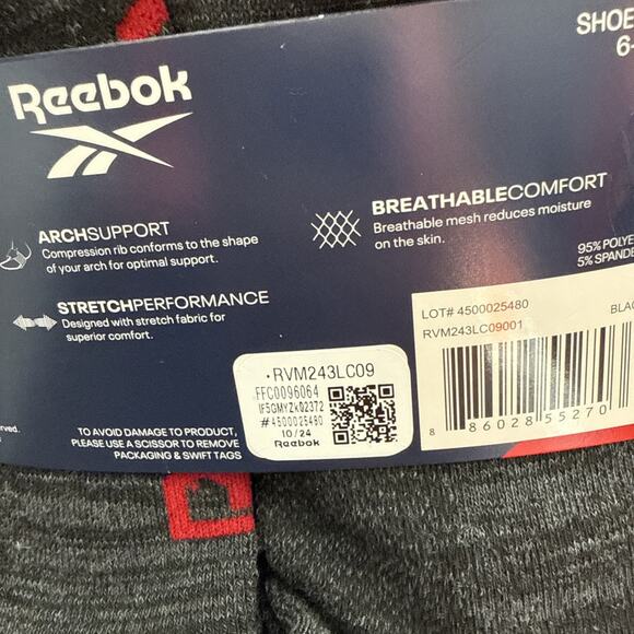 Reebok Value Pack 8 pairs Black Men’s‎ Low Cut Socks Shoe Size 6-12 New - Picture 4 of 6